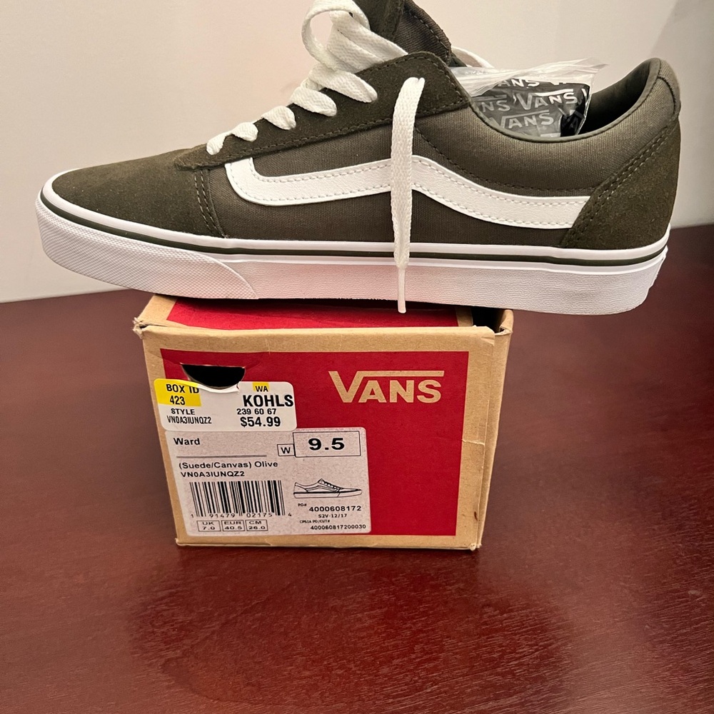 Vans Dark Green and White Sneakers